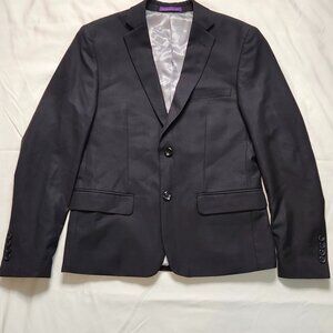 Vinci Mens Black Jacket 34R Italian Blazer Purple Lining